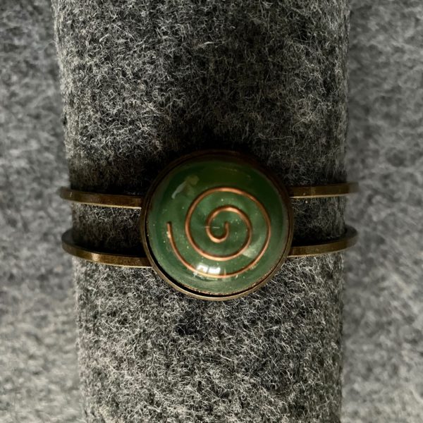 Bracelet vert spirale cuivre