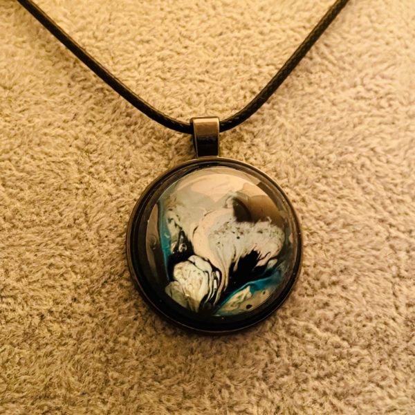 Pendentif N/B turquoise