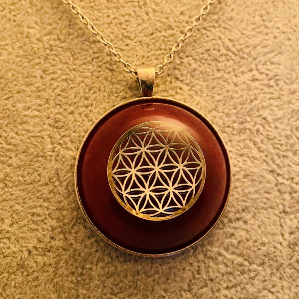 Pendentif fleur de vie - bordeaux